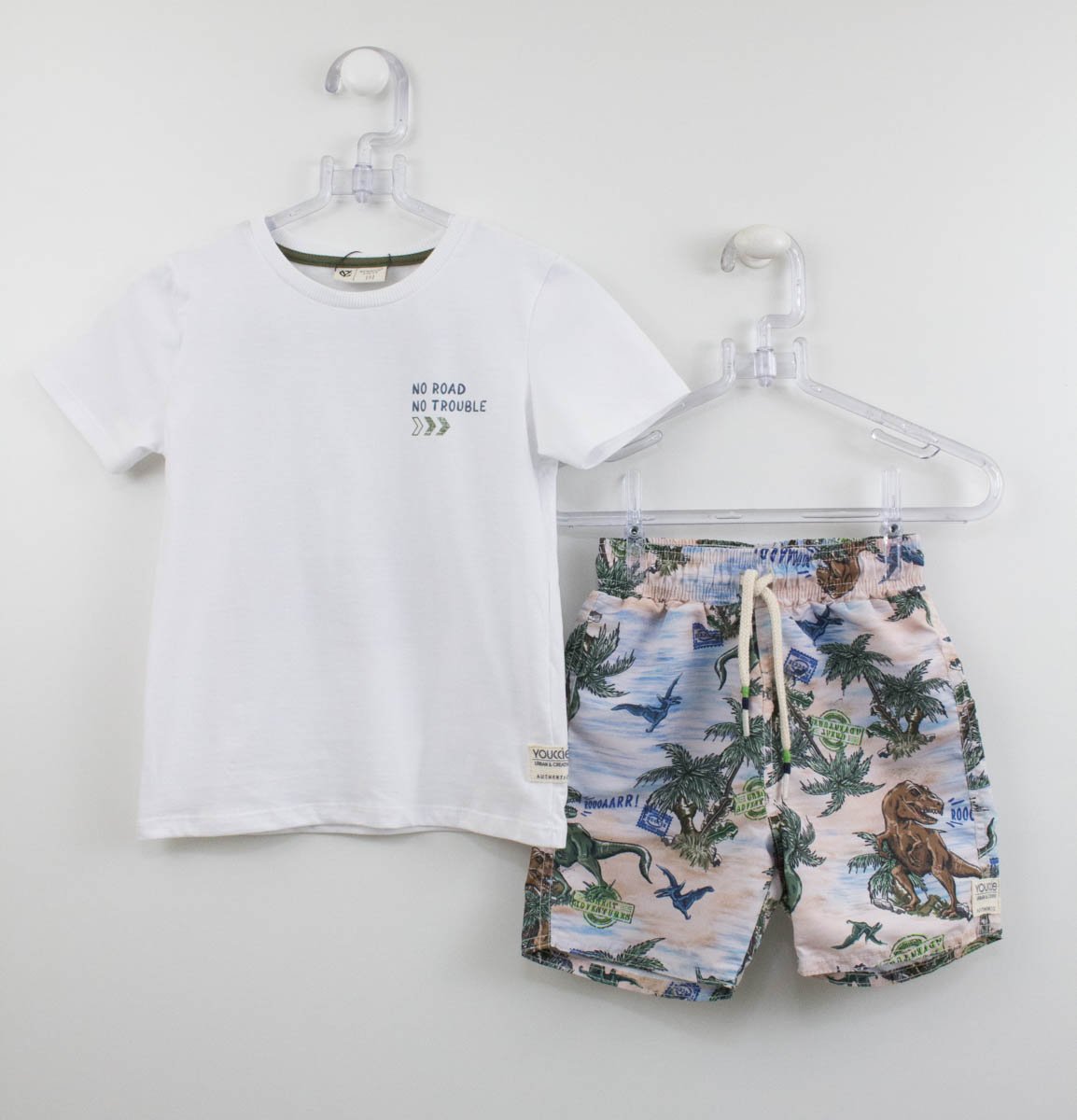 Conjunto Camiseta Branca Jipe e Shorts Tactel Youccie - Xuá Kids