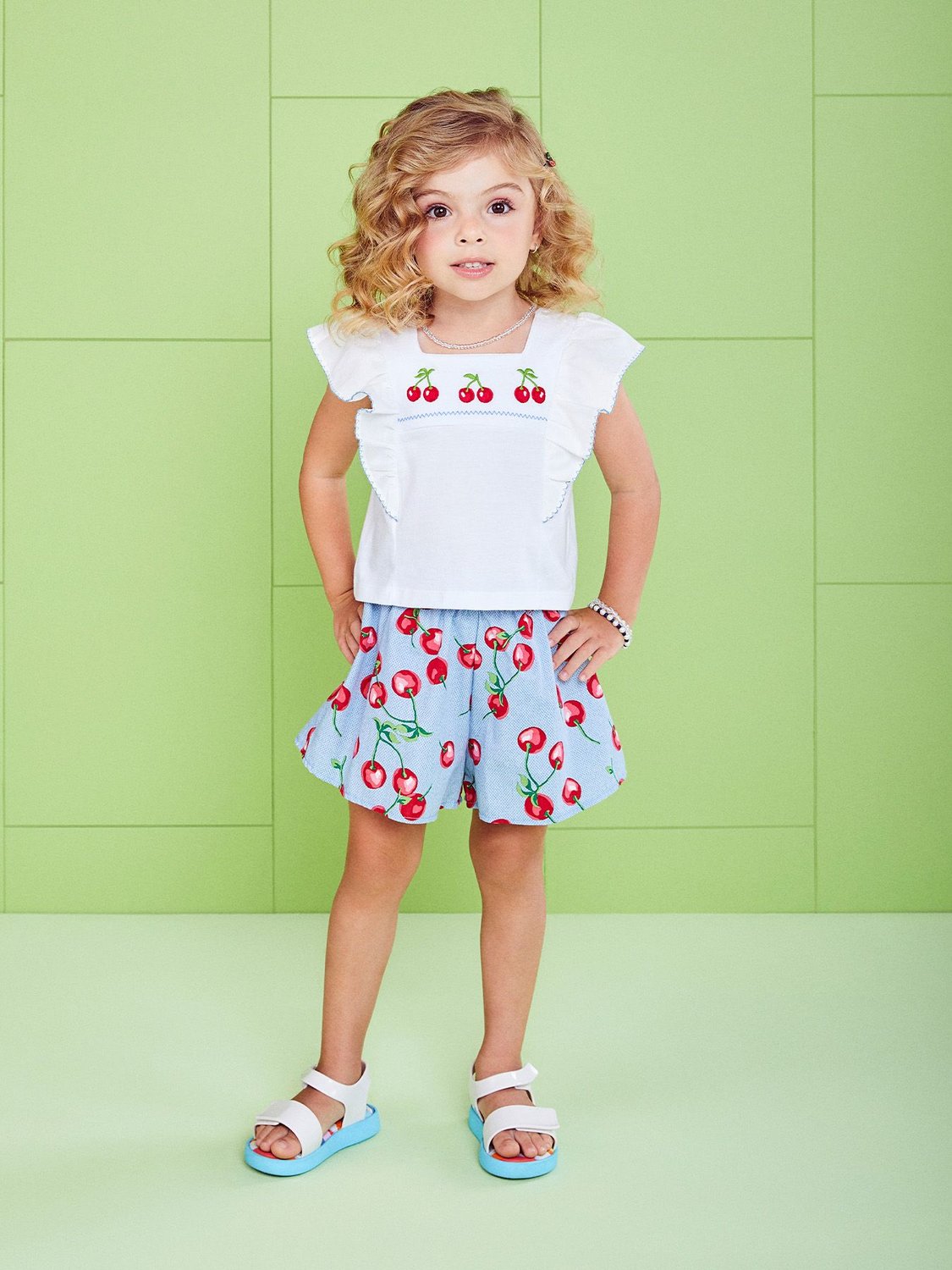 Conjunto Momi Mini Blusa Bolsa Crochê e Saia Short Malha - Xuá Kids