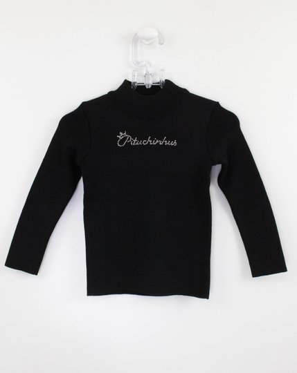 Blusa Básica Tricot Preta Gola Alta Pituchinhus