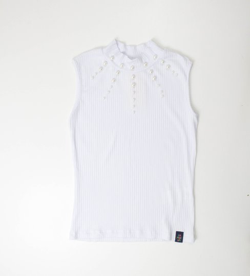 Blusa Regata Infantil Malha Canelada Pérolas Um Mais Um