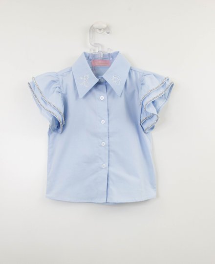 Camisa Infantil Pituchinhus Azul com Cristais