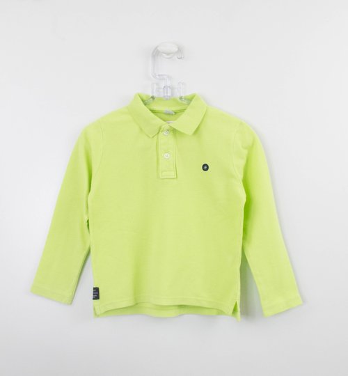 Camisa Polo Verde Lima Manga Longa Infantil Um Mais Um