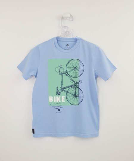 Camiseta Azul Claro Estampa Bike Um mais Um