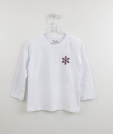 Camiseta Branca Neve Infantil Manga Longa Dudes