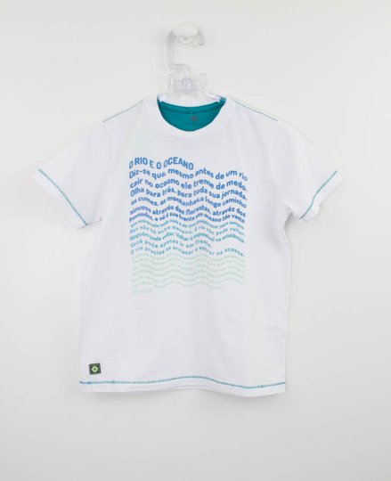 Camiseta Infantil Branca Rio e Oceano Um mais Um