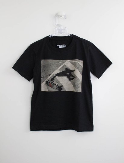 Camiseta Reserva Mini Preta Estampa Sombra Skate