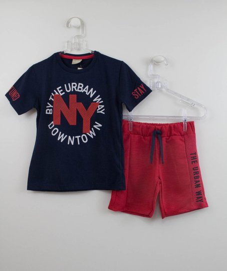 Conjunto Bermuda Moletom e Camiseta Urban Marinho Milon Baby