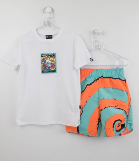 Conjunto Camiseta Monstrinho e Bermuda Nylon Youccie
