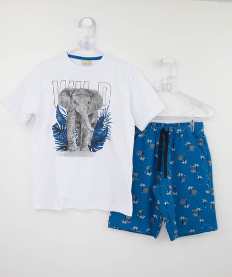 Conjunto Milon Camiseta Elefante e Bermuda Moletom Estampada