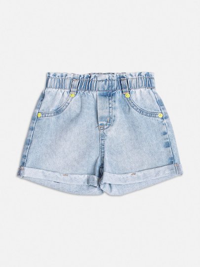 Short Jeans Claro Rebite Verde Neon Infantil Momi