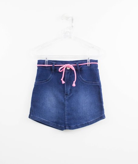 Shorts Saia Jeans com Cadarço Neon Momi