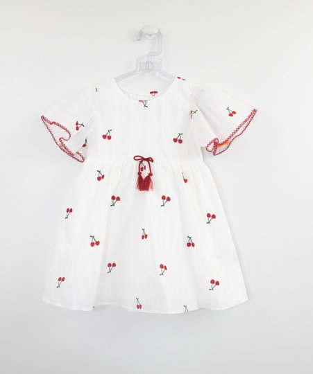 Vestido Infantil Nanai Branco Cerejas
