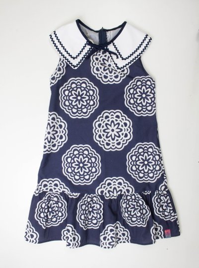 Vestido Infantil Um Mais Um Floral  Azul Marinho