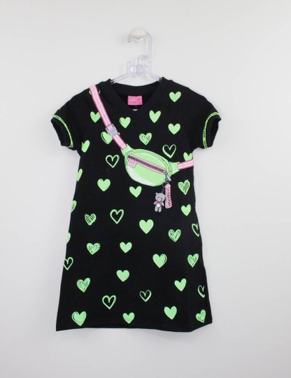 Vestido Momi Mini Corações Neon Verde