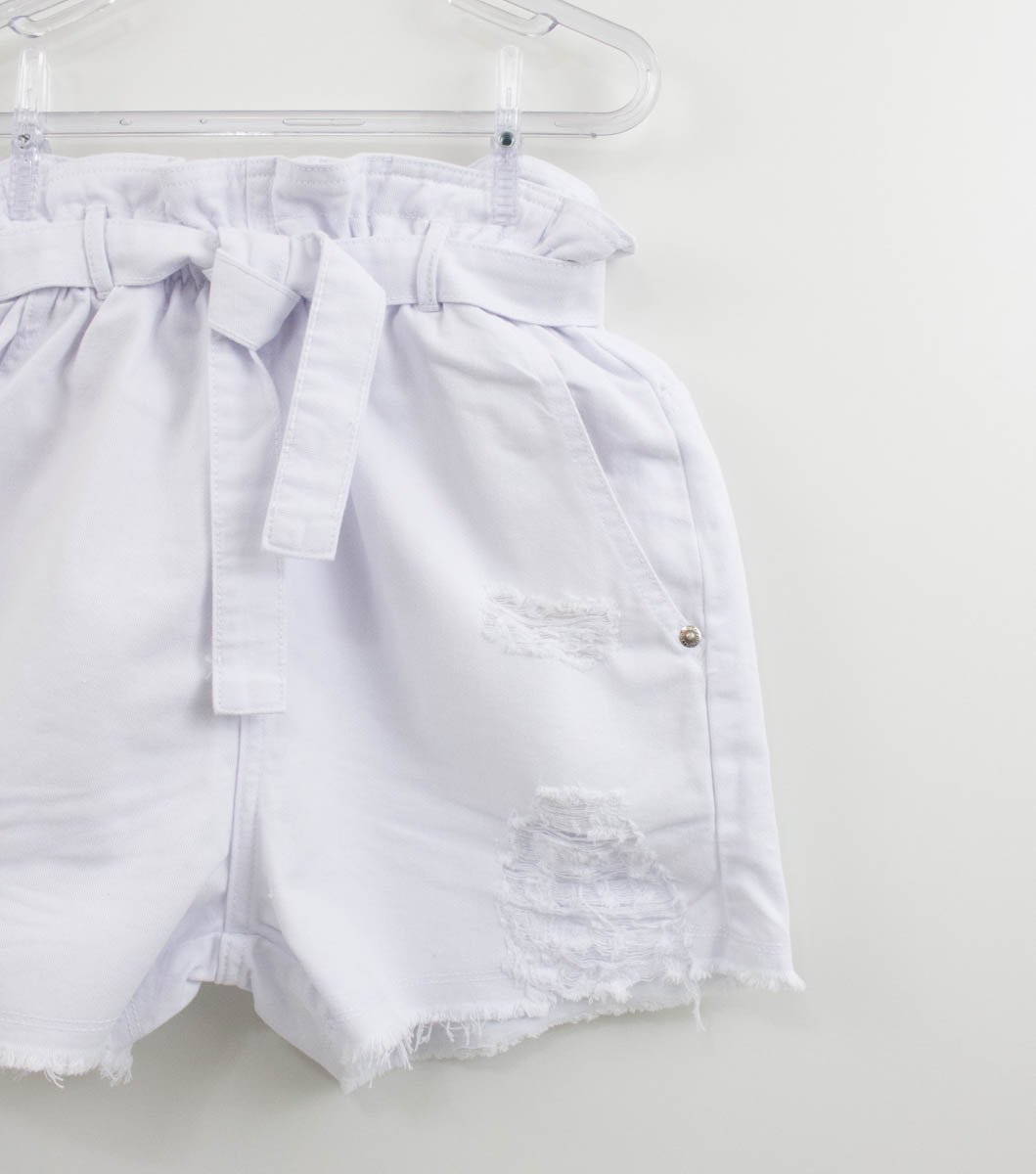 Short Jeans Branco Tipo Clochard Authoria - Xuá Kids