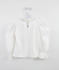 Blusa Infantil Off White Cotton Manga Cambraia Pituchinhus - Xuá Kids