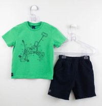 Conjunto Momi Mini Blusa Bolsa Crochê e Saia Short Malha - Xuá Kids