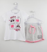 Conjunto Momi Mini Blusa Bolsa Crochê e Saia Short Malha - Xuá Kids