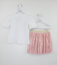 Conjunto Camisa Cropped E Mini Saia Plissada Radija Pink