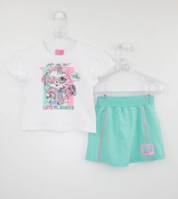 Conjunto Momi Mini Blusa Bolsa Crochê e Saia Short Malha - Xuá Kids