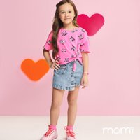 Conjunto Momi Mini Blusa Bolsa Crochê e Saia Short Malha - Xuá Kids