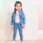 Calça Jeans com Malha e Faixa Colorida Momi Mini