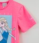 Camiseta Infantil Frozen Elsa Rosa Neon Momi