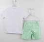 Conjunto 1+1 Easy Baby Menino Camiseta + Bermuda Verde Água