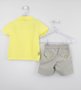 Conjunto Bebê Polo Amarela e Bermuda Areia Um mais Um