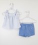 Conjunto Bebê Um Mais Um Bata Listras e Short Azul