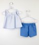 Conjunto Bebê Um Mais Um Bata Listras e Short Azul