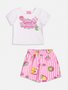 Conjunto Infantil Momi Blusa e Saia Short Malha Listras