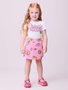 Conjunto Infantil Momi Blusa e Saia Short Malha Listras