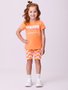 Conjunto Infantil Momi Blusa Laranja e Bermuda Malha Neon