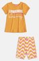 Conjunto Infantil Momi Blusa Laranja e Bermuda Malha Neon