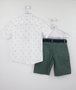 Conjunto Social Infantil Camisa Branca e Bermuda Verde Milon