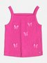 Regata Pink Infantil Momi Malha Canelada com Borboletas