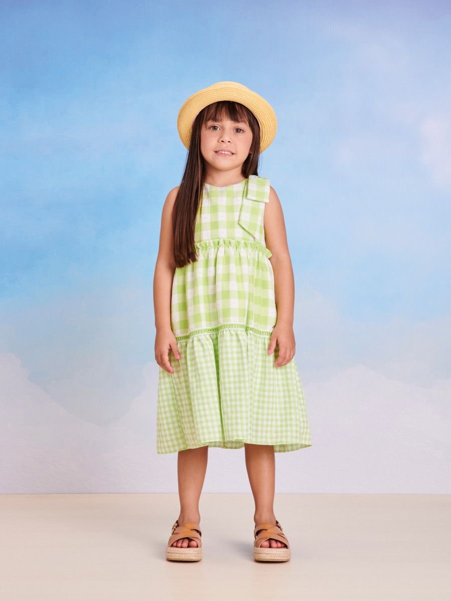 Vestido Momi em Jacquard Xadrez - Pilili Moda Infantil