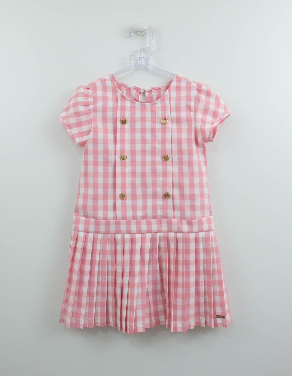 Vestido Infantil Xadrez Rosa